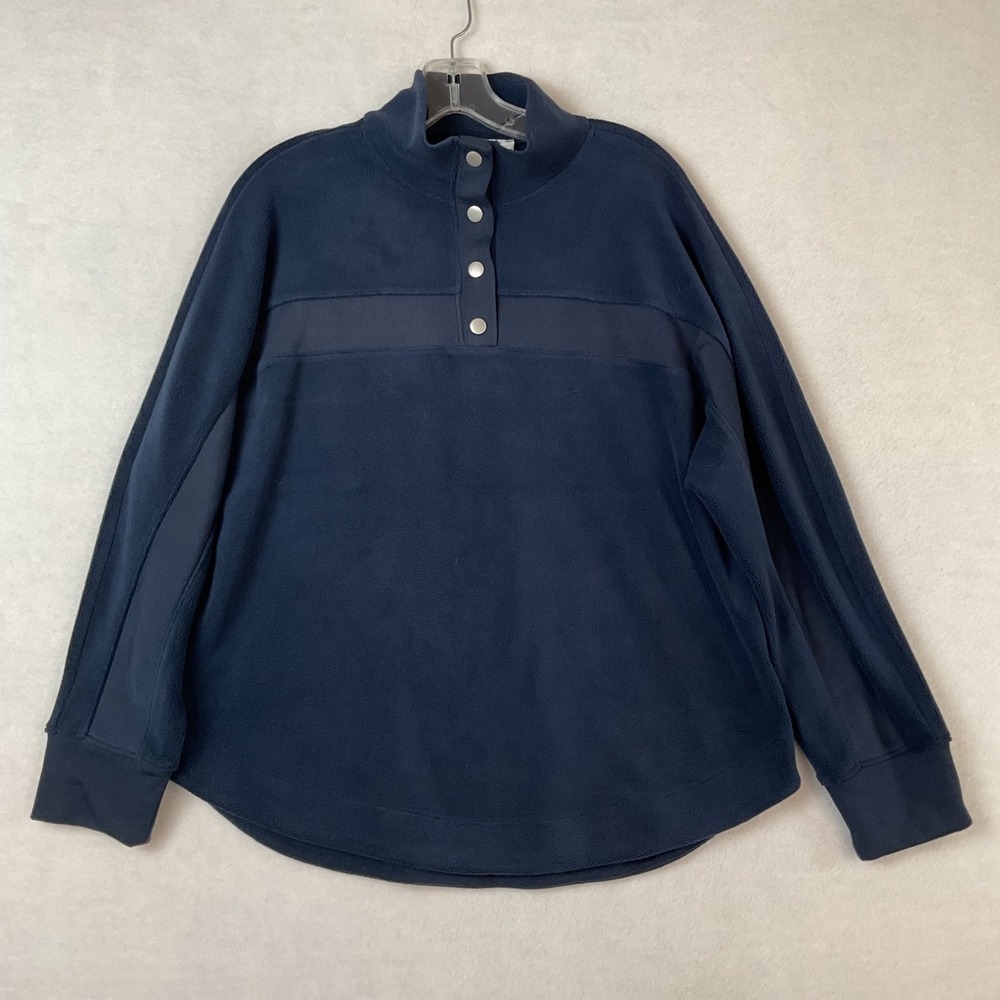 Westbound Womens Navy Blue Fleece‎ Snap Mock Neck Pullover Sweater Small NWT